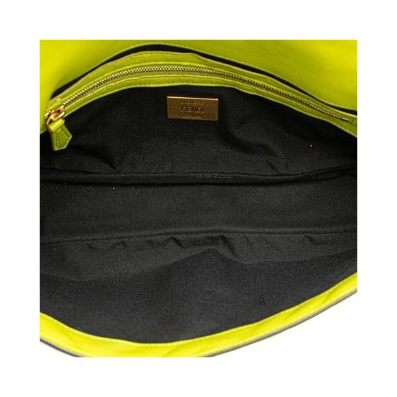Pre Loved Fendi Roma Bag Lime Green Leather Women Messenger Bags - Picture 4 of 8